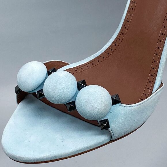 Alaia Bombe 90 Ankle-Strap Studded Suede Leather Sandals size 38 - Picture 12 of 15